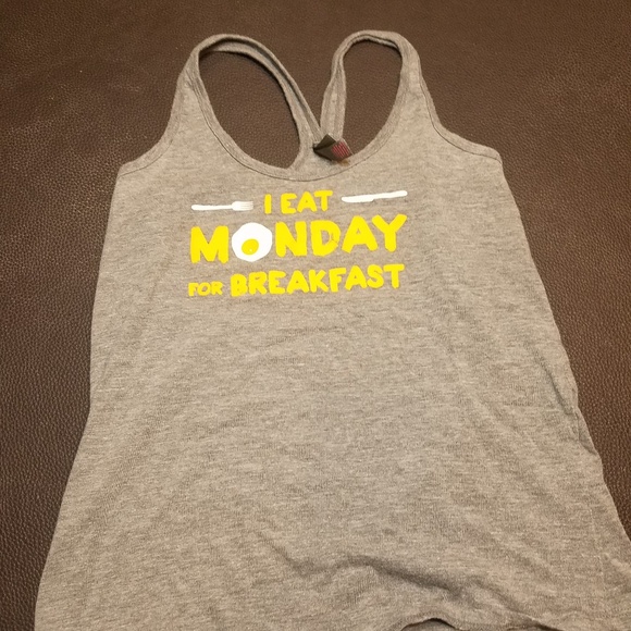 district Tops - Gray tank I eat Monday for breakfast!!